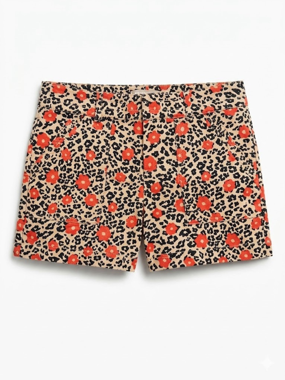 Banana Republic Floral Leopard Print Shorts in Tan, Orange, and Black Size 6